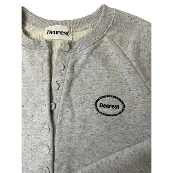 Korean Dearest Cropped Sweatshirt  Size Medium‎ | Heather Gray Black Stitching - Picture 7 of 8